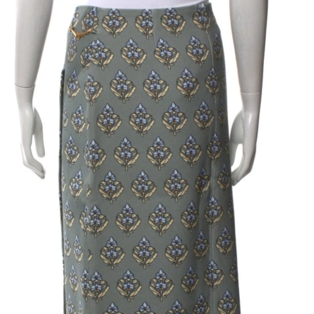 NWOT Tory Burch Fall 2021 Twill Crepe Wrap Skirt M $495 - Picture 10 of 10